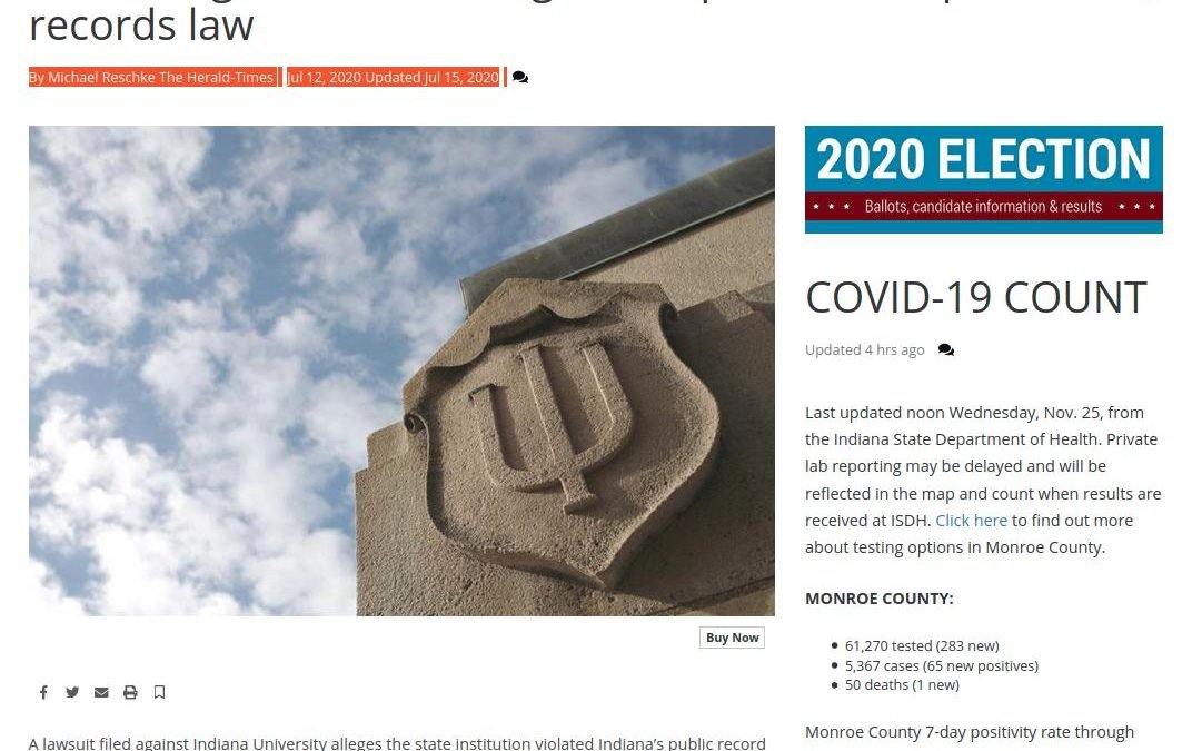 Herald-Times: Lawsuit against IU challenges interpretation of public records law