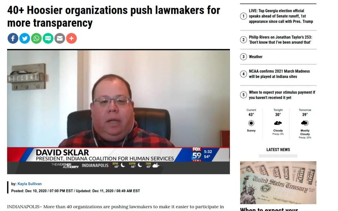 Fox59: 40+ Hoosier organizations push lawmakers for more transparency