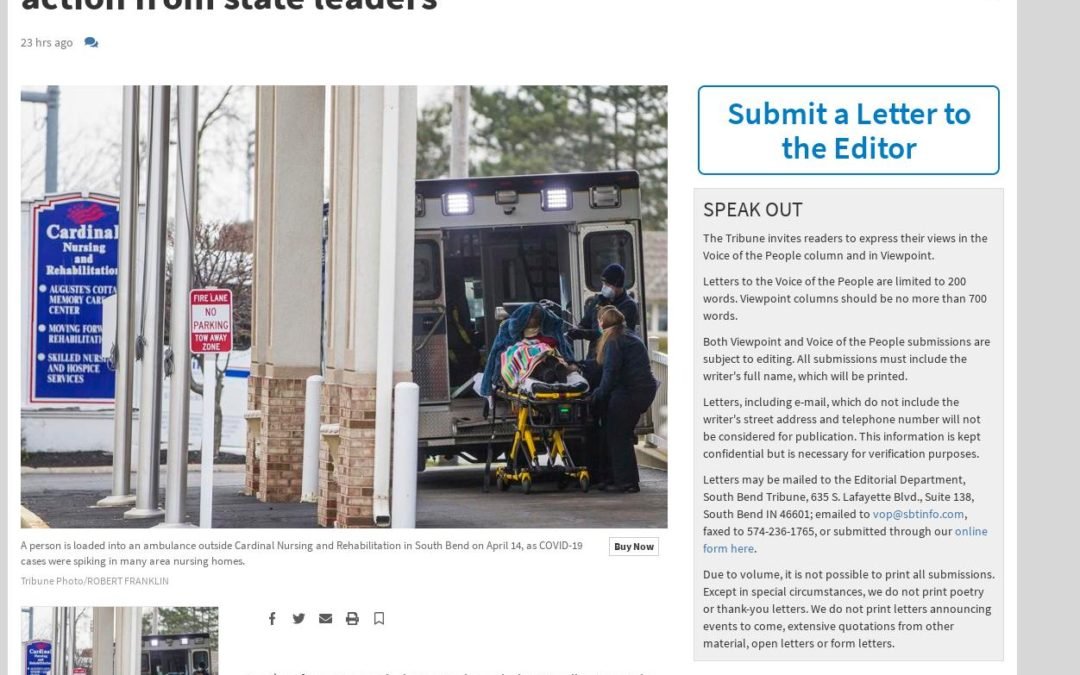 South Bend Tribune: EDITORIAL, Indiana’s nursing homes need urgent action from state leaders