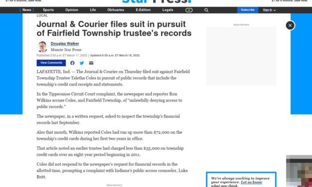 ￼Journal & Courier files suit in pursuit of Fairfield Township trustee’s records
