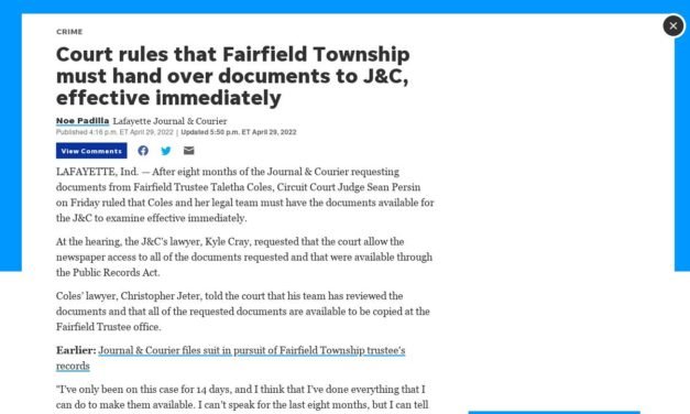 Court rules that Fairfield Township must hand over documents to J&C, effective immediately