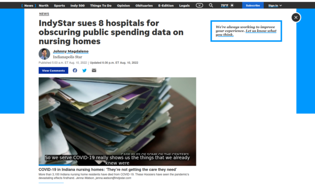 IndyStar sues 8 hospitals for records violations: Claim: Public spending on nursing homes obscured