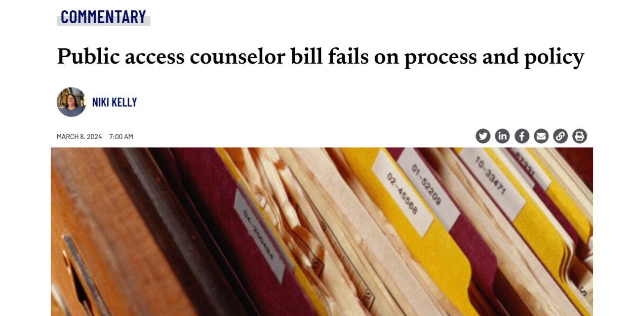 The Indiana Capital Chronicle:  Public access counselor bill fails on process and policy