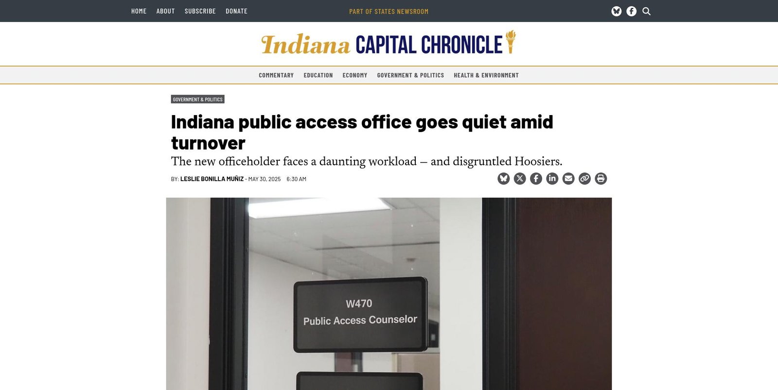 The Indiana Capital Chronicle: Indiana public access office goes quiet ...