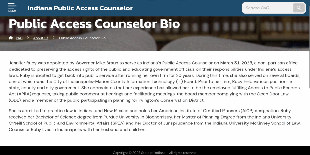 Indiana Public Access Counselor, Jennifer Ruby, Publishes First Two Opinions