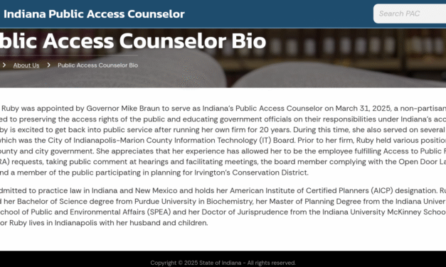 Indiana Public Access Counselor, Jennifer Ruby, Publishes First Two Opinions
