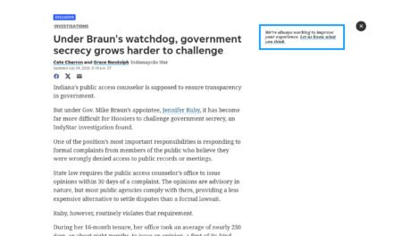 IndyStar: Under Braun’s watchdog, government secrecy grows harder to challenge