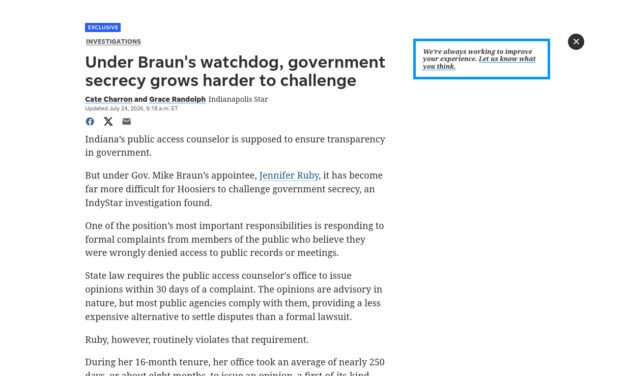 IndyStar: Under Braun’s watchdog, government secrecy grows harder to challenge